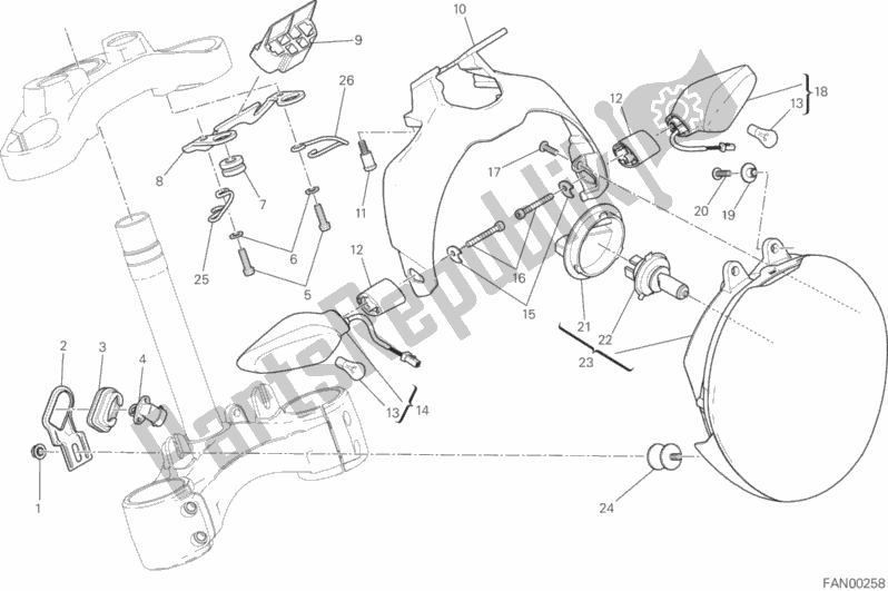 Todas las partes para Faro de Ducati Monster 821 Dark Brasil 2016